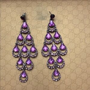 Glamorous Purple Teardrop Earrings